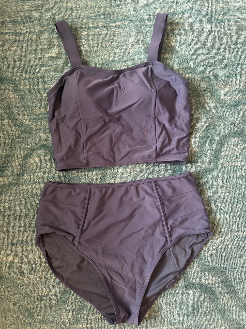 DownEast Plum Tank Bikini Top with High-Waist Bottoms
